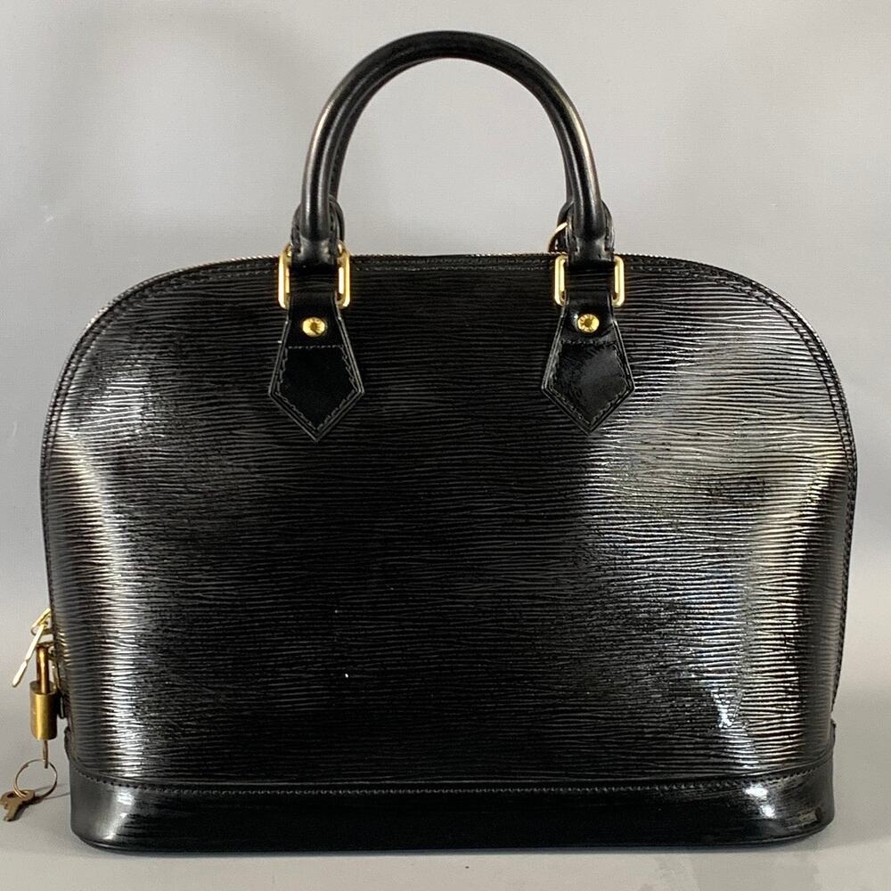 LOUIS VUITTON ALMA Black MI0967 Waves Leather Handbag